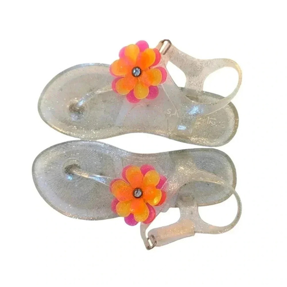 Carter's Child Selena Girl's T-Strap Jelly Sandal Flower Design Grey SZ 12 - Picture 1 of 7
